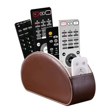 Remote Control Holders Organizer Box with 5 Compartment PU Leather S Dark Brown