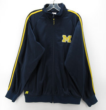 VINTAGE Michigan Wolverines Jacket Men Large Blue Russell Athletic Track 90s Y2K