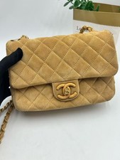 Auth Chanel Classic Flap C26 Medium Shoulder Crossbody Bag Brown Suede Leather