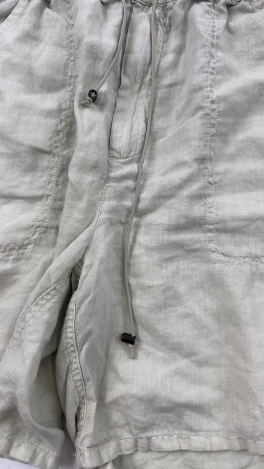 Elements by Arnold Zimber Linen Shorts Mens Small Beige Drawstring Pocket Summer - Image 4 of 4