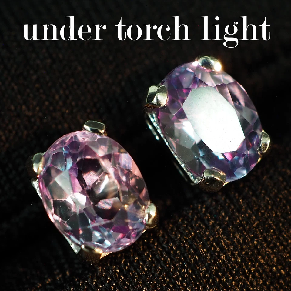 Серьги ручной работы из стерлингового серебра 925 пробы с александритом деликатное изменение цвета 2,56 карата - Изображение 4 из 4