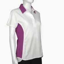 Nivo Sports Women’s Size S White Purple Golf Polo Shirt UV UPF 40 Quick Dry New