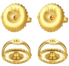 2 Pairs 14k Gold  925 Sterling Silver Screw Earring Backs Replacements - Sec...