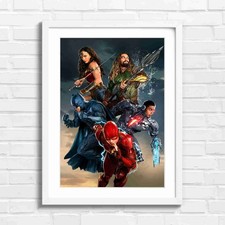 Justice League Heroes Squad Action Original Framed Wall Art Print Large Picture