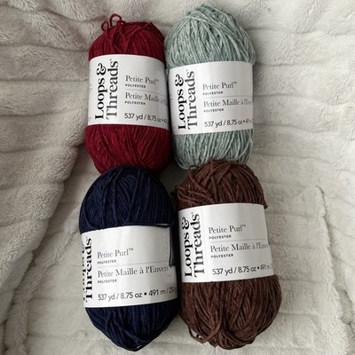 LOOPS & THREADS YARN LOT 4 PETITE PURL NAVY BLUE RHUBARB JADEITE 202405