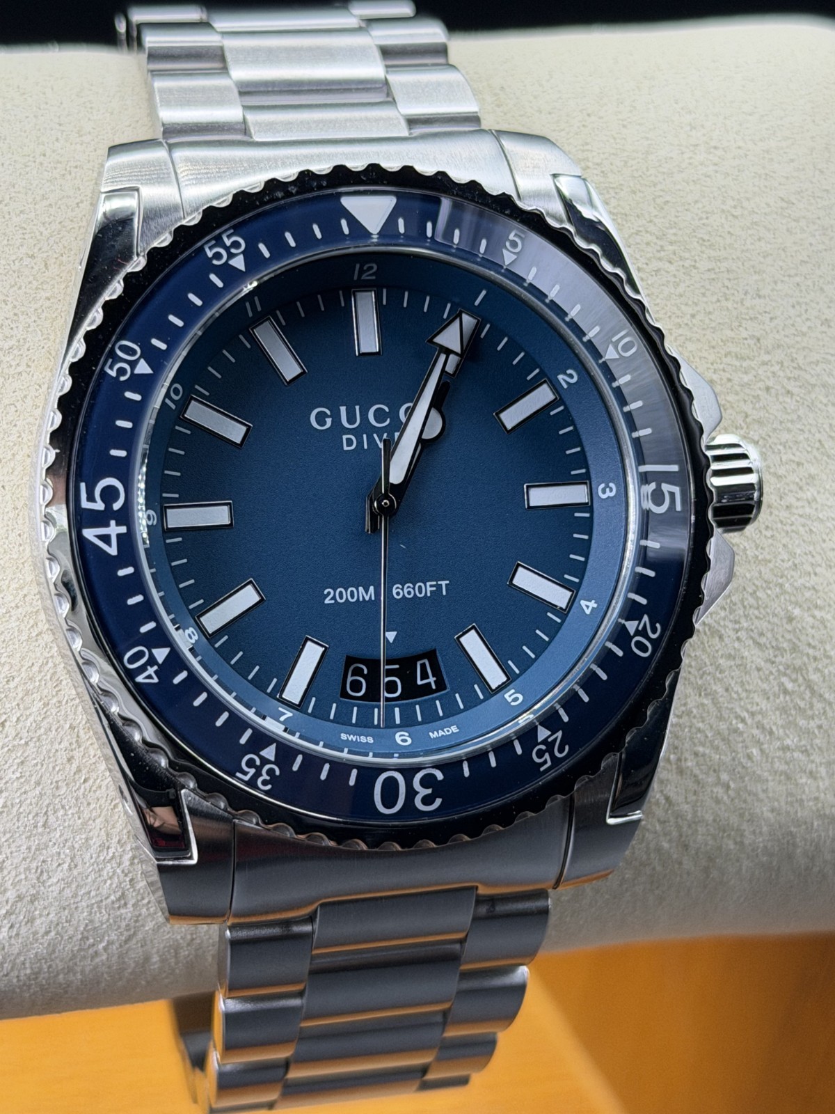 GUCCI YA136203 Dive Blue Dial Men's Watch 45mm