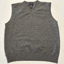 Vintage 90s Club Room Mens L Gray 100 Lambswool V-Neck Sweater Vest Woolmark