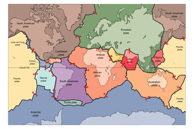 Earth Tectonic Plates World Map Continents Oceans Wall Poster Art Print