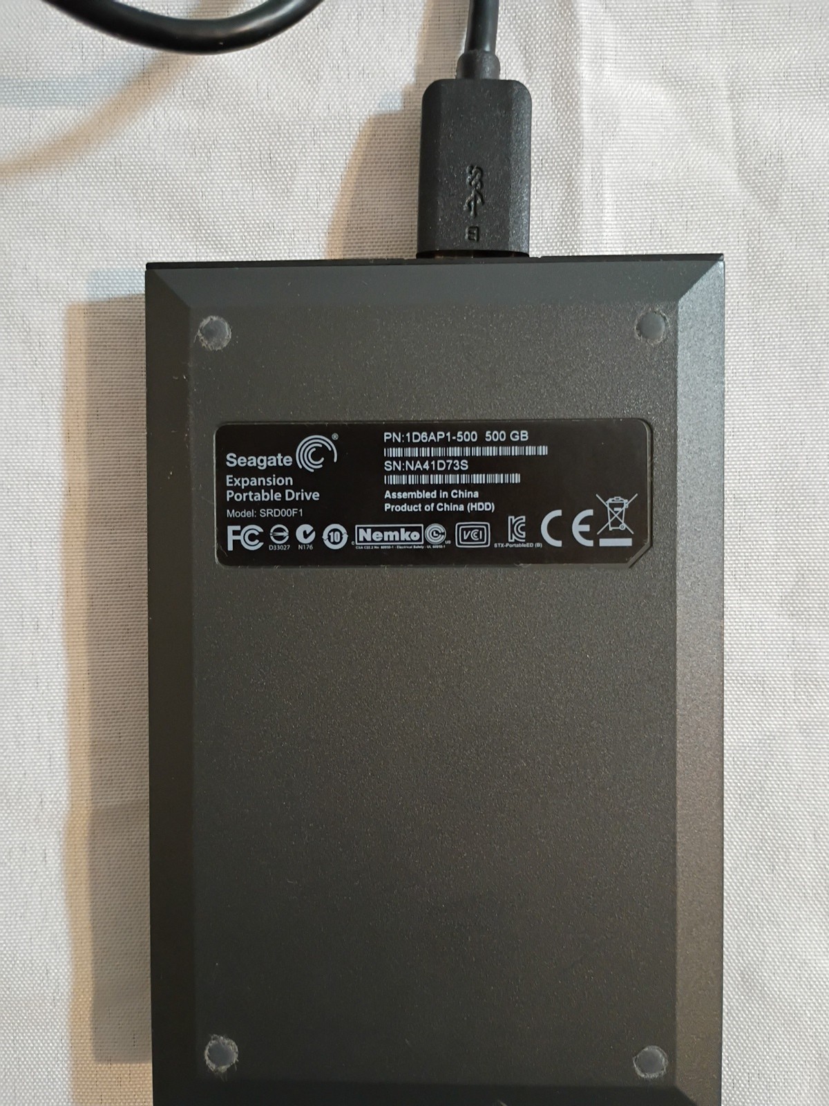 Seagate Expansion External 500 GB Portable Drive (SRD00F1)  USB 3.0 PC Mac Used