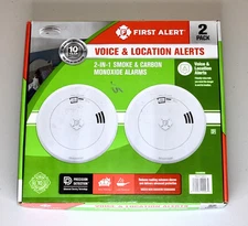 FIRST ALERT 2-IN-1 Smoke & Carbon Monoxide ALARMS, 2 Pack Voice & Location Alert