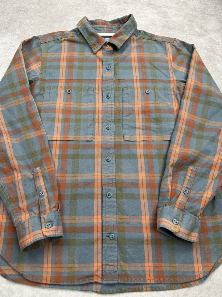 Camisa REI Cooperativa Mujer Grande Azul Naranja A Cuadros Abotonada Algodón Exterior Foto 3 de 4