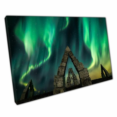 Naturphänomen arktisches Henge schöne Aurora Borealis Island Druck Leinwand
