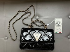 Image of Valentino Orlandi  Quilted Bag with V lock & Trolly pocket. V- Black