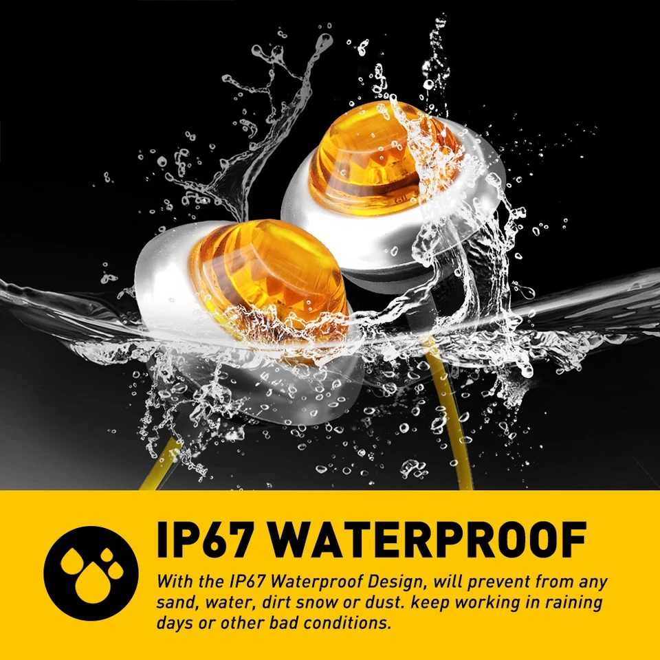 40X 3/4" Round LED Marker Side Light With Stailness for Base Truck Trailer Amber - Image 4 of 4