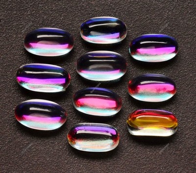 Je 16 bis 17 kt Rainbow Fire Mystic Topas Cab zertifiziert 10 Stck. Edelstein...