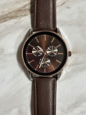 Men s Brown Faux Leather Decorative Watch Fashion Minimalist Core