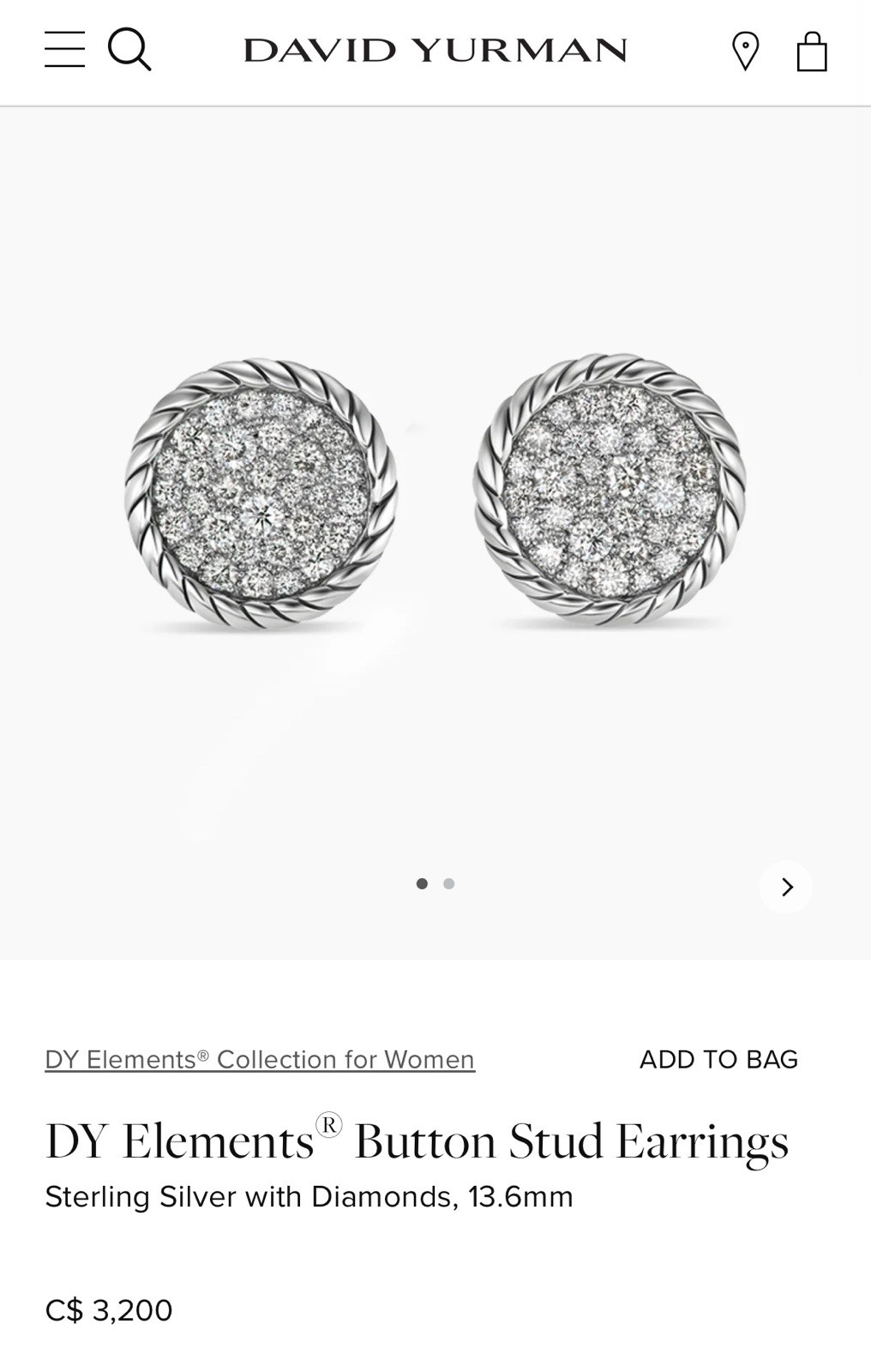 David Yurman Elements Button Stud Diamond Earrings - image 9