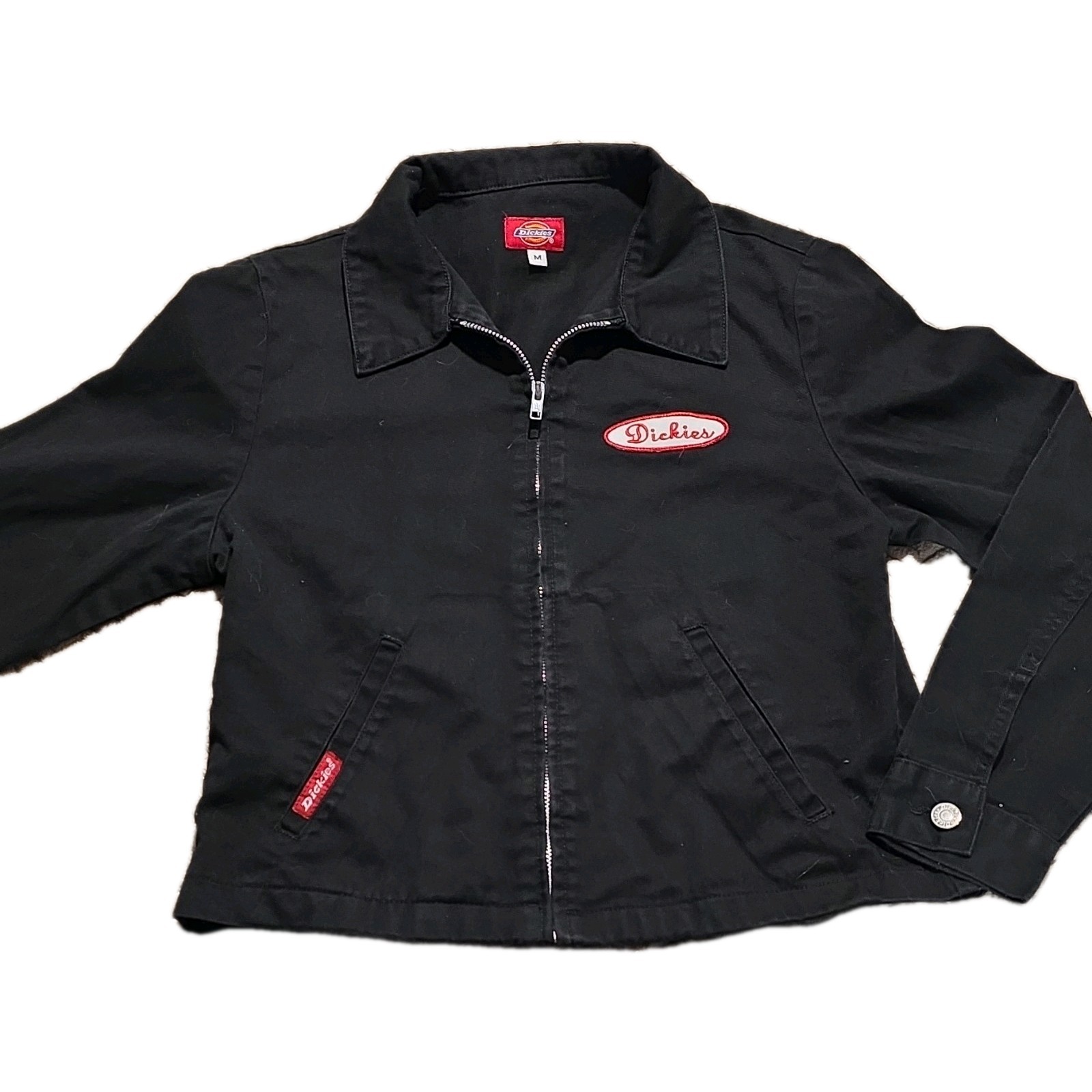 Dickies Black Zip Basic Jacket Collared Logo Butt… - image 1