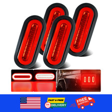 6" Oval LED Trailer Halo Brake Stop Running Turn Signal Tail Lights Red 12V 4Pc