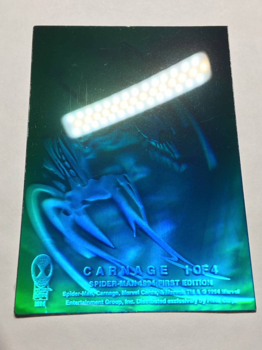 1994 FLEER AMAZING SPIDER-MAN HOLOGRAM CARD #1 OF 4 CARNAGE *RARE* | eBay 1994 FLEER AMAZING SPIDER-MAN HOLOGRAM CARD #1 OF 4 CARNAGE *RARE* | eBay