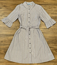 Draper James Striped Shirt Dress W/Tie Size 6