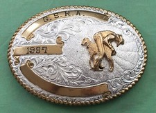 SALE    1987 GSRA Gem State Rodeo Association Idaho Western Trophy Belt Buckle
