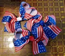 So Cute Girls BIG Boutique 5" Patriotic Flag July 4th Hair Bow BUY ME 