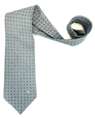 Gianni Versace Classic V2 Silk Handmade Neck Tie Circles Gray ITALY #6161