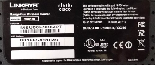 Cisco Linksys WRT110 RangePlus 4-Port Wireless WIFI Router - Picture 3 of 6