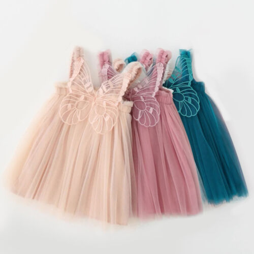 Toddler Baby Girl Butterfly Dress Sleeveless Summer Party Birthday Princess Dres