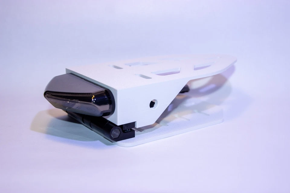 Folding License Plate Holder | Enduro/Supermoto | Universal | Adjustable | WHITE - Image 2 of 3
