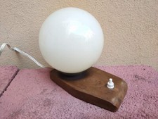 Abatjour art deco' vecchia antica legno vetro funzionante lampada epoca