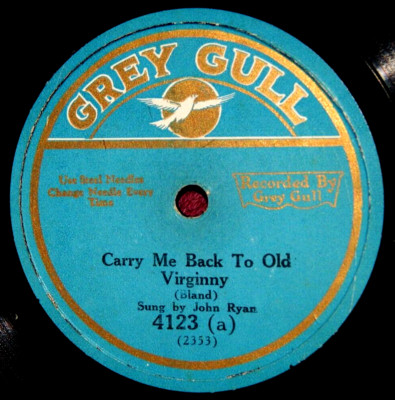 John Ryan Carry Me Back to Old Virginny 78 PLAY GRADED Fully Tested