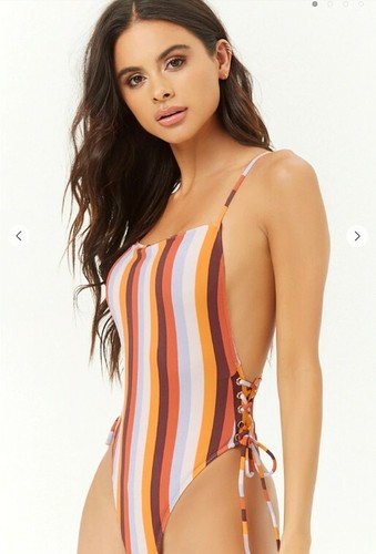 orange one piece swimsuit forever 21