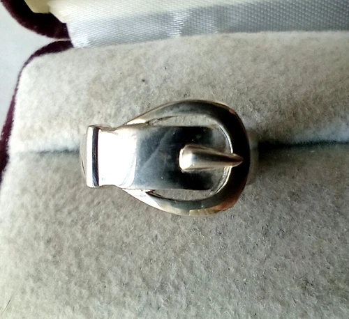 DESIGNER "DRESS BELT"  Vintage  STERLING  SILVER   RING
