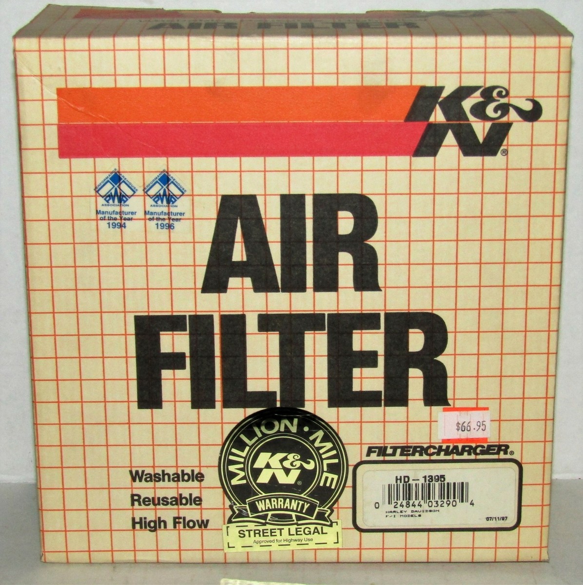 NEW K&N ENGINEERING MOTORCYCLE FILTERCHARGER AIR FILTER PART NO