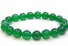 6/8/10/12/14mm Green Jade Round Gems Beads Elastic Bracelet 7.5''