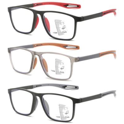 HONEY JOE Multi Focus Anti Blue Light Reading Glasses Men Presbyopic Sport Office Computer