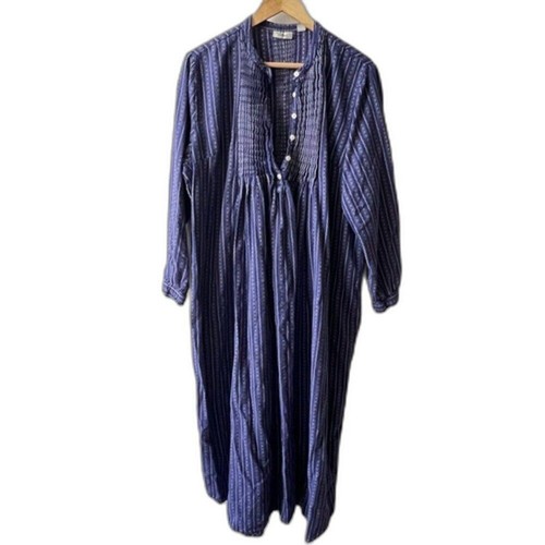 LL Bean Plus Size 2X Pintuck Dobby Blue Nightgown Dress Long