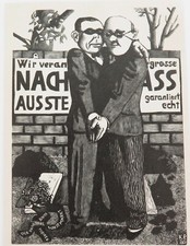 .Scarce 1930 Karl Rossing Propaganda Wood Engraving ?The Artist is Dead"