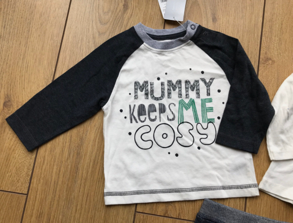 BNWT Gap/Nutmeg Baby Boys Bundle. Joggers, Dino Top, Mummy Top. 69 Mth