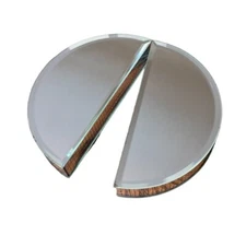 5" SET OF 2 HALF CIRCLE BEVELLED MIRROR RISERS Silver Display Stand Mirror Riser