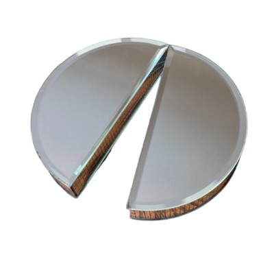 5'' SET OF 2 HALF CIRCLE BEVELLED MIRROR RISERS Silver Display Stand Mirror Riser