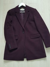 Hobbs Maroon Oxblood Tia Single Button Coat Jacket Smart Wool Blazer Size Uk 14