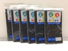 6 - 321 Party Plastic Tablecover 54" x 108" Midnight Black