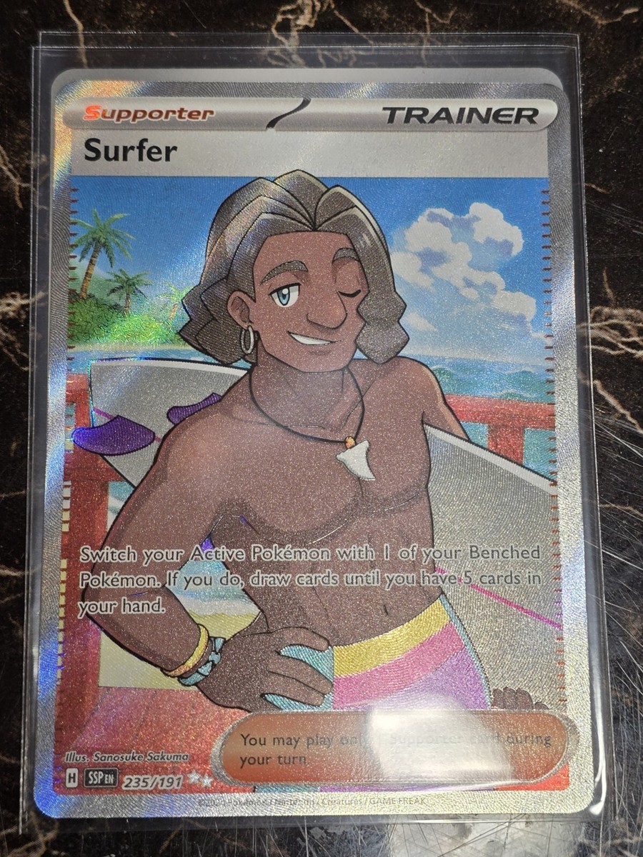 ☆SURF☆ Pokemon TCG Surfer 235/191 Sv08: Surging Sparks Full Art