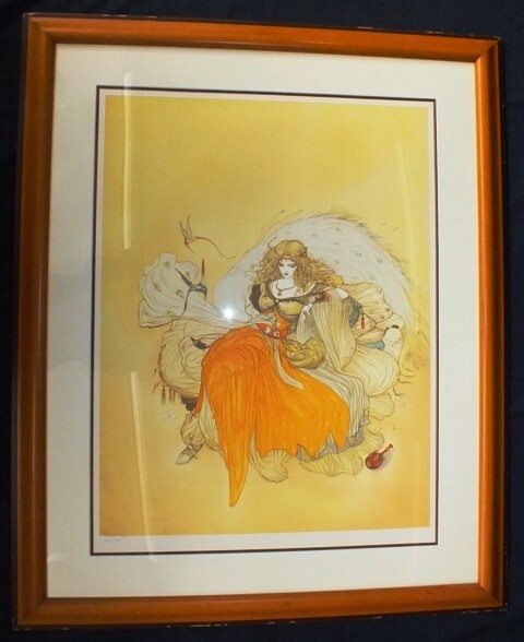 Yoshitaka Amano Lithography Framed Picture Art ”Gold Doze