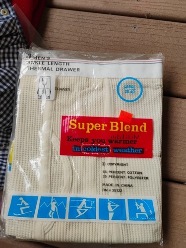 Vintage Thermal Bottom Pants Fruit of the Loom Men's size38-40 Ankle Length - Picture 2 of 8