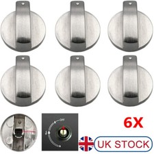 6x Universal Gas Stove Knobs Cooker Oven Hob Control Knobs Switch 6mm Silver UK