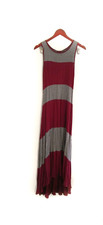Maxi Long Dress SZ S Burgandy Gray High Low Stretch Rayon Colorblock Sleeveless